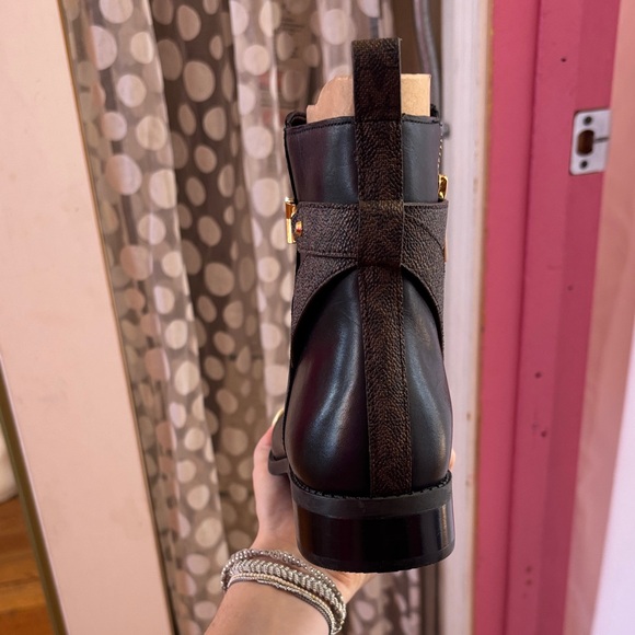 Micheal Kors Black Ankle Boots with Gold Accent - Picture 4 of 6